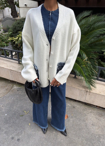 Cardigan Denim Patch