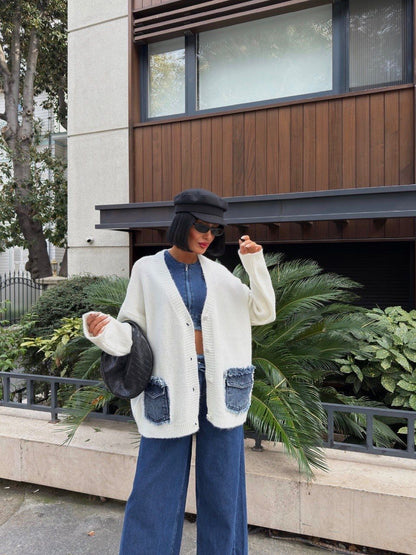 Cardigan Denim Patch